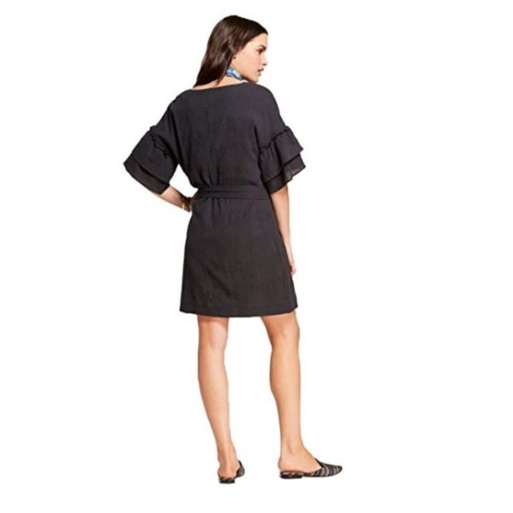 Universal Thread Navy V-Neck Dress with Ruffle Sleeves Size Medium - Picture 7 of 7